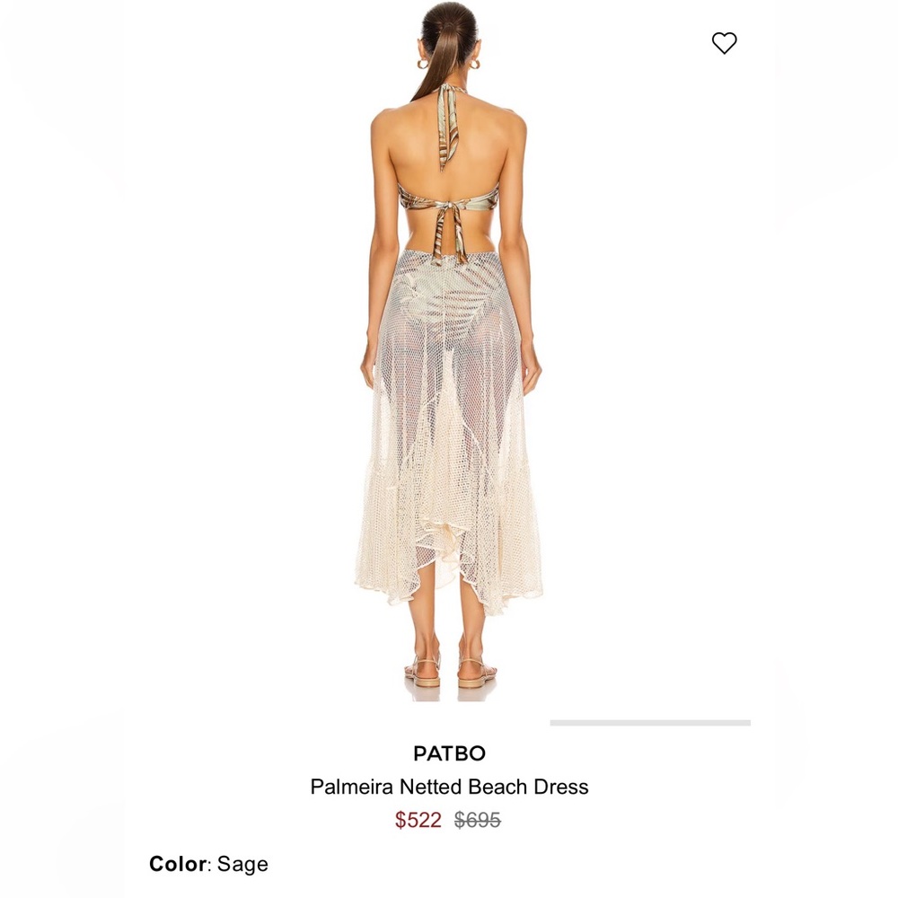 PatBO Sage and Cream Palmera Netted Backless Beach Dress - Picture 2 of 7